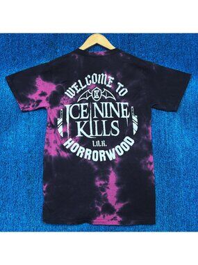 Ice Nine Kills Horrorwood Rock Pink/Black Tie-Dye T-Shirt Size Small